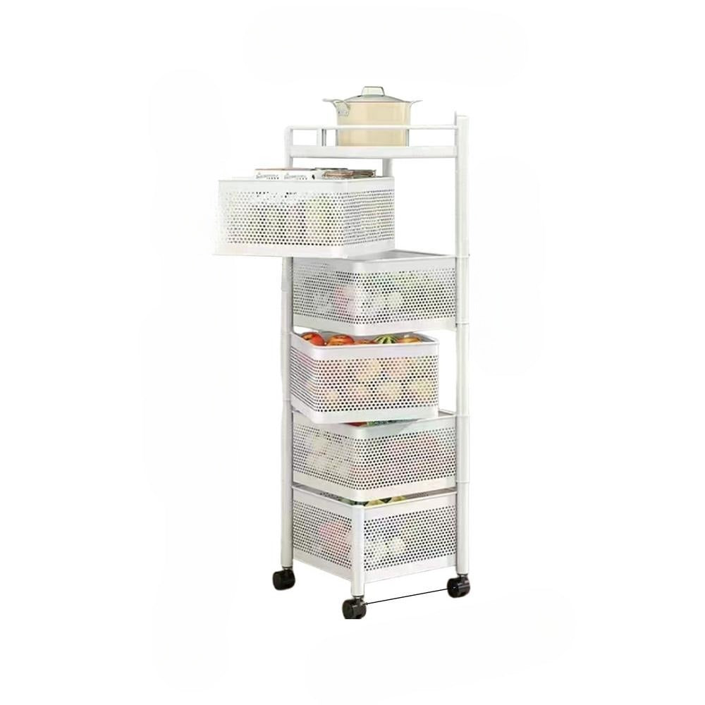 Organisateur de Cuisine Rotatif en Acier Inoxydable – Rack Mobile Multifonctionnel pour Fruits, Légumes et Plus 8