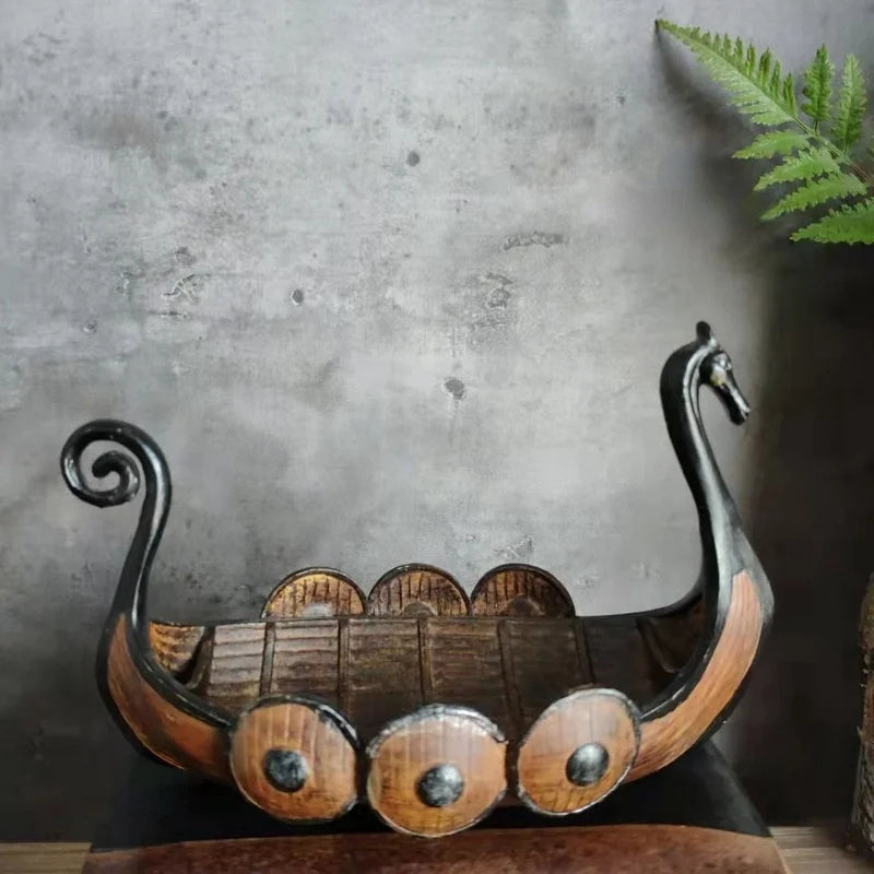 Organisateur de Navire Viking Antique Fait à la Main – Décoration Polyvalente et Durable 0