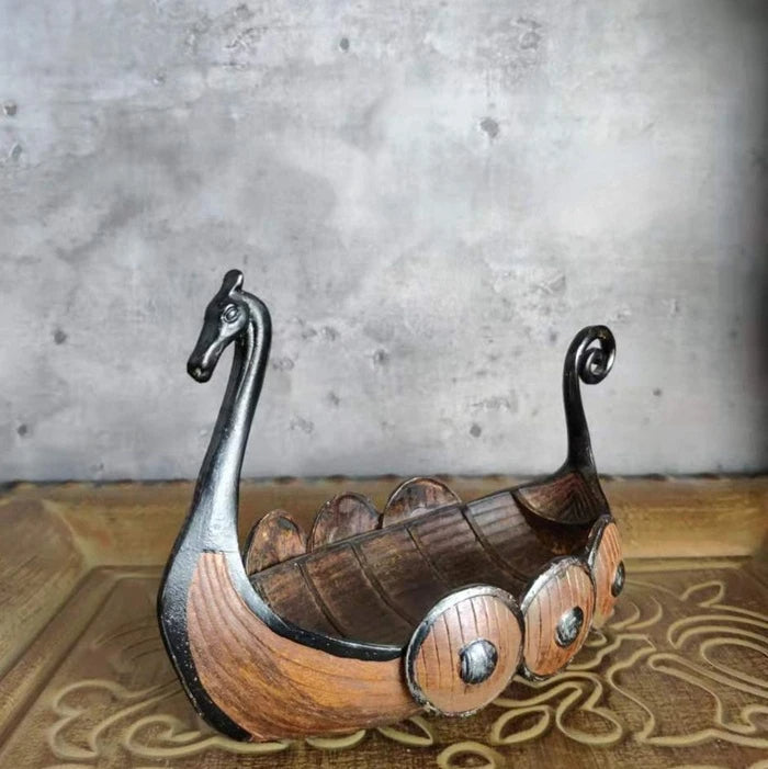 Organisateur de Navire Viking Antique Fait à la Main – Décoration Polyvalente et Durable 1