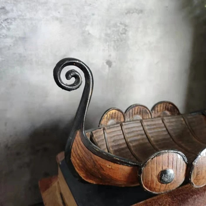 Organisateur de Navire Viking Antique Fait à la Main – Décoration Polyvalente et Durable 4