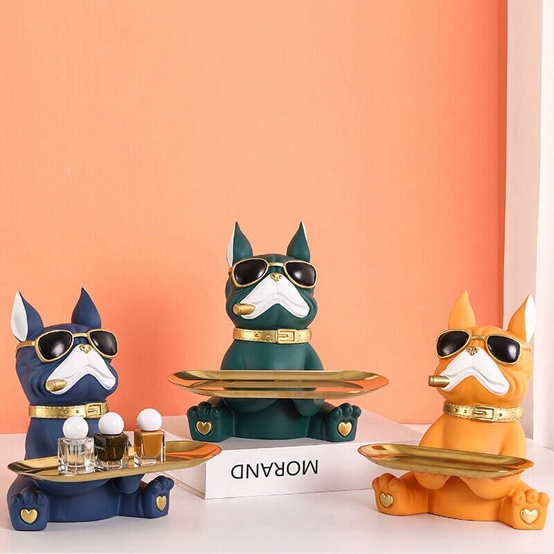 Ornement Décoratif Bouledogue en Résine – Accessoire de Décoration Intérieure Coloré et Original, 23 x 23,5 cm, 1,5 kg 0