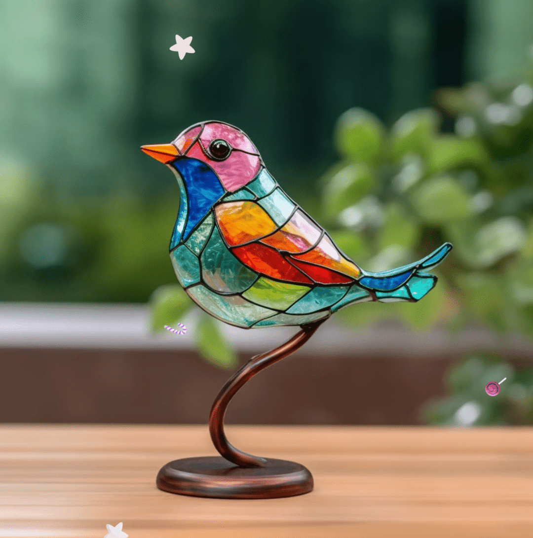 Ornement de Vitrail Coloré en Verre – Décoration Élégante pour Intérieur et Extérieur, 15 cm x 20 cm 0