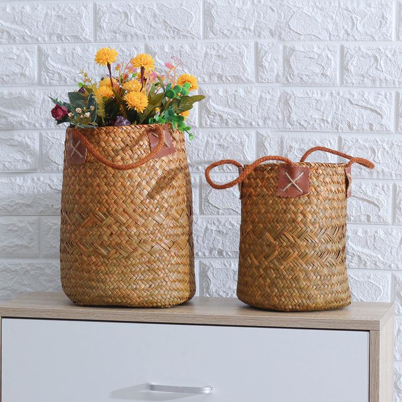 Panier Rangement Osier Tissé à la Main pour Décoration Écologique – Idéal pour Salon et Chambre, Taille Petite et Grande 0