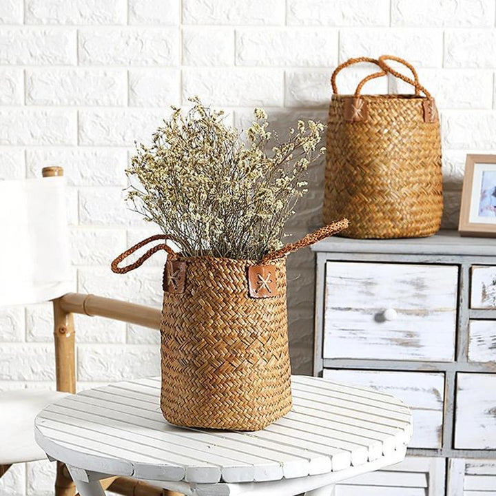 Panier Rangement Osier Tissé à la Main pour Décoration Écologique – Idéal pour Salon et Chambre, Taille Petite et Grande 1