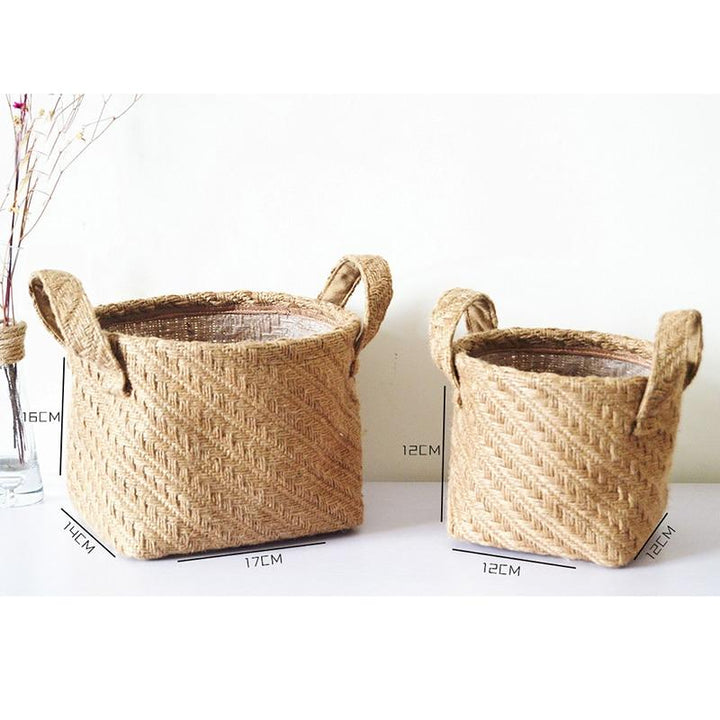 Panier de Rangement en Jute Tissé à la Main – Pratique et Élégant avec Poignées Robustes, Idéal pour Salon, Chambre ou Bureau 0