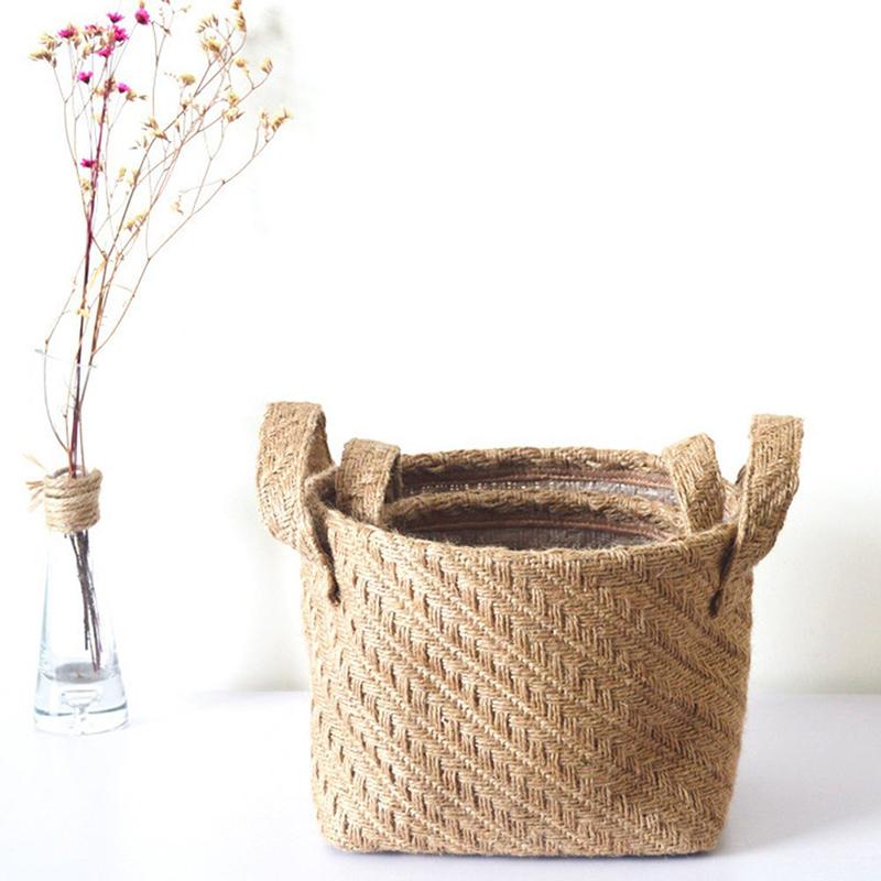 Panier de Rangement en Jute Tissé à la Main – Pratique et Élégant avec Poignées Robustes, Idéal pour Salon, Chambre ou Bureau 1