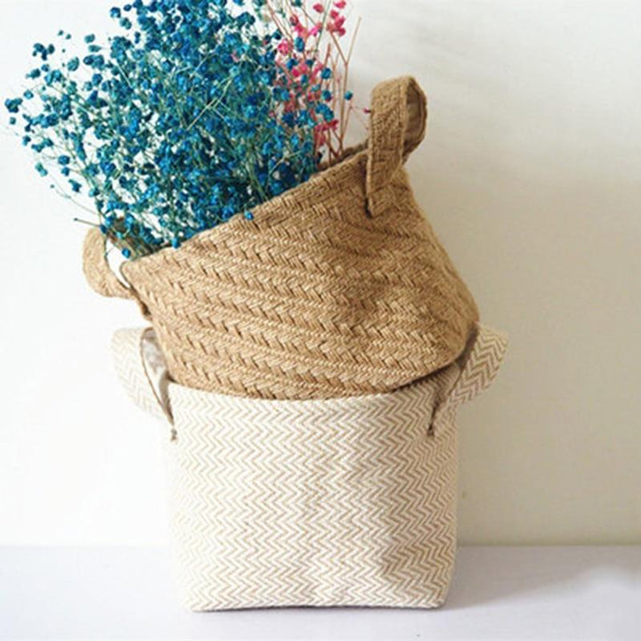 Panier de Rangement en Jute Tissé à la Main – Pratique et Élégant avec Poignées Robustes, Idéal pour Salon, Chambre ou Bureau 2