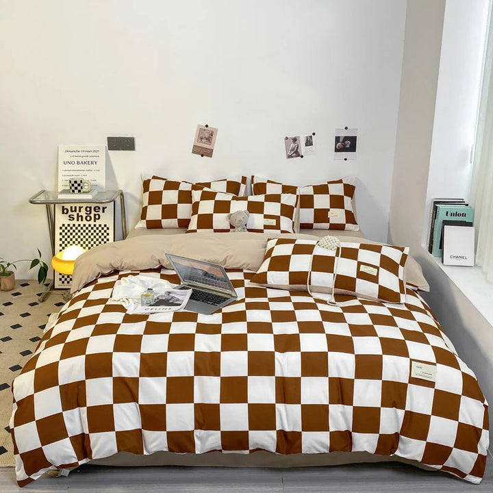 Parure de Lit Noir et Blanc avec Housse de Couette 260x240 et Taies d'Oreiller - Design Élégant et Doux en Coton/Polyester 4