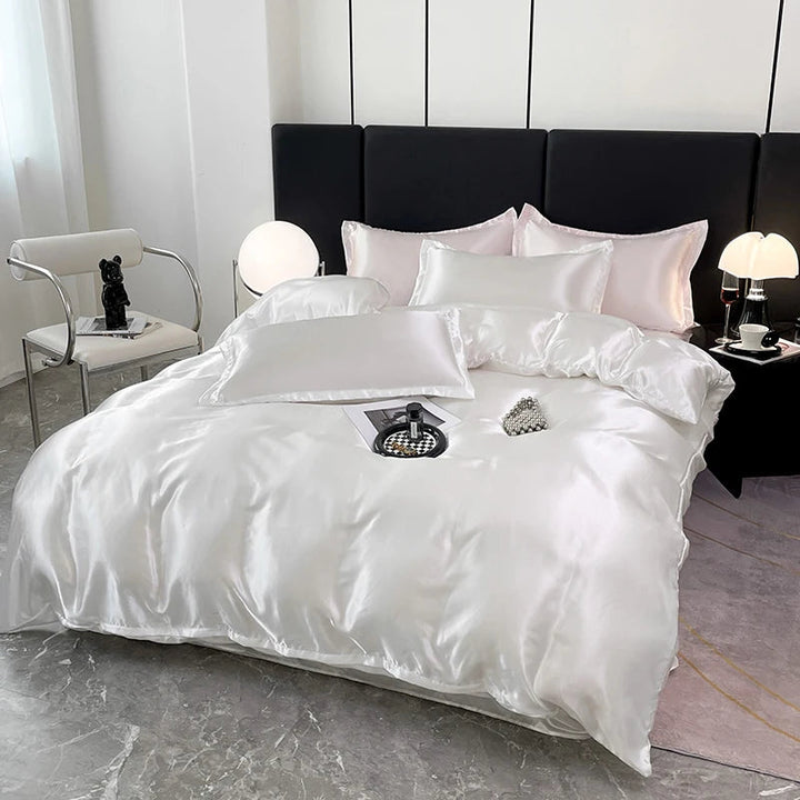Parure de Lit en Satin Blanc – Luxe et Confort Ultime pour un Sommeil Réparateur 2