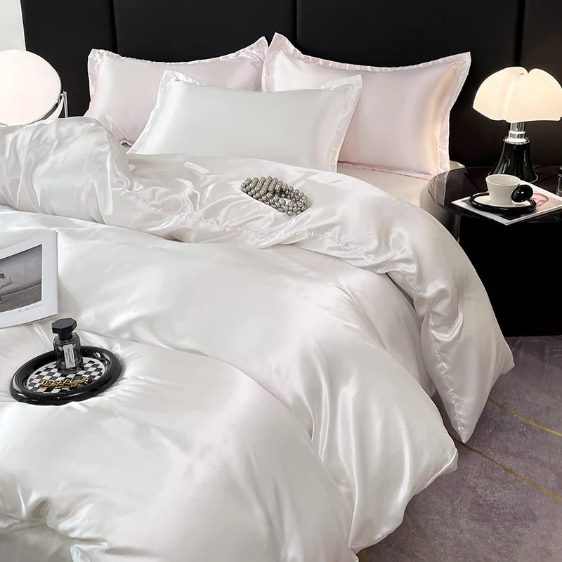 Parure de Lit en Satin Blanc – Luxe et Confort Ultime pour un Sommeil Réparateur 4