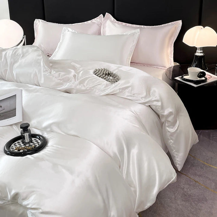 Parure de Lit en Satin Blanc – Luxe et Confort Ultime pour un Sommeil Réparateur 4