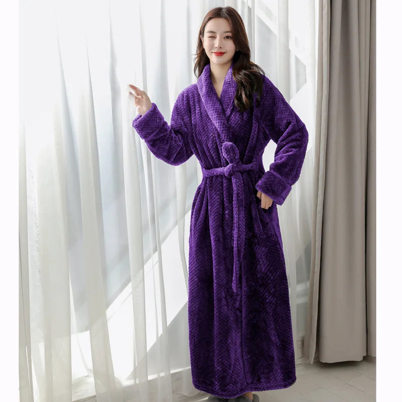 Peignoir Femme Polaire Doux avec Ceinture et Poches – Confort et Élégance pour Détente à Domicile 3