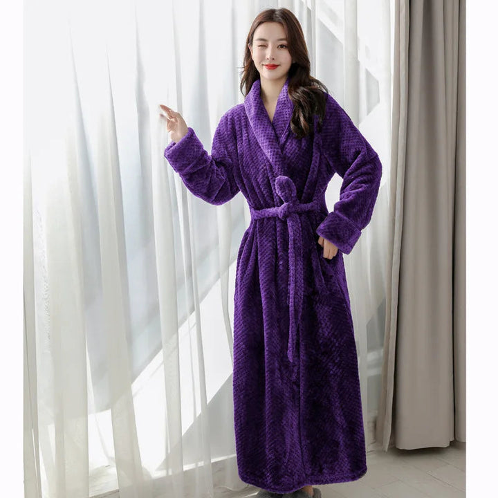 Peignoir Femme Polaire Doux avec Ceinture et Poches – Confort et Élégance pour Détente à Domicile 3