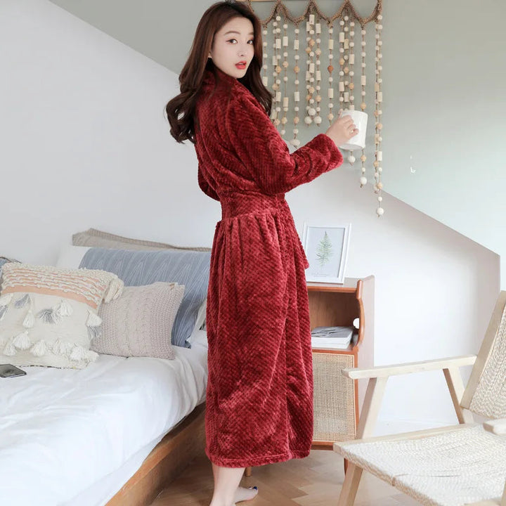 Peignoir Femme Polaire Doux avec Ceinture et Poches – Confort et Élégance pour Détente à Domicile 5