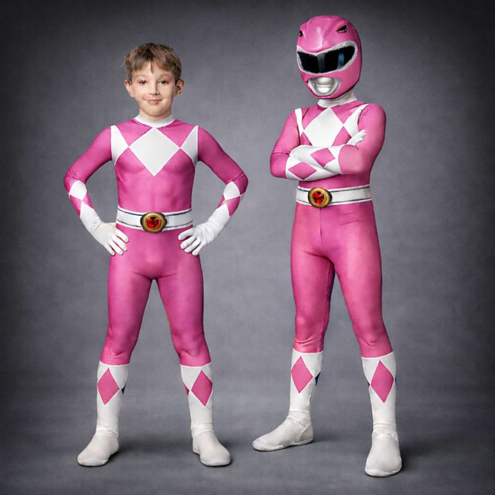 Dětský kostým superhrdiny s overalem a maskou na karnevalovou párty