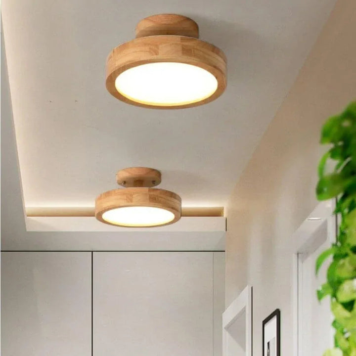Plafond Scandinave en Bois avec Éclairage LED Intégré – Diamètre 40 cm, Design Épuré pour Salon et Chambre 0