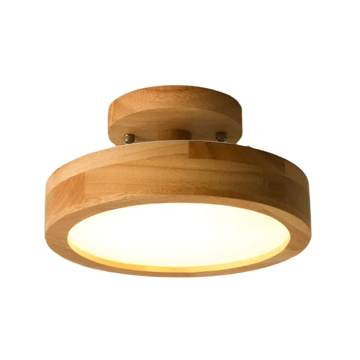 Plafond Scandinave en Bois avec Éclairage LED Intégré – Diamètre 40 cm, Design Épuré pour Salon et Chambre 1