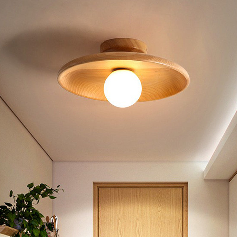 Plafonnier Design en Bois LED Minimaliste pour Éclairage Doux - Lampe Plafond Moderne 28 cm x 15 cm 1