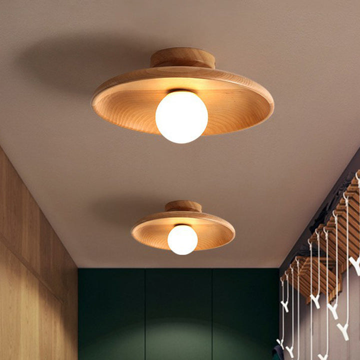 Plafonnier Design en Bois LED Minimaliste pour Éclairage Doux - Lampe Plafond Moderne 28 cm x 15 cm 2