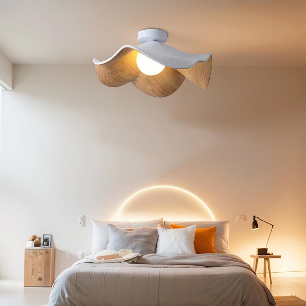 Plafonnier Design en Bois avec Éclairage LED Économique – Lampe Plafond Scandinave Moderne 1