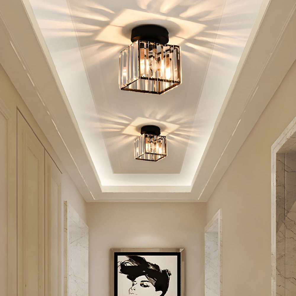Plafonnier Design en Verre Cristal pour Salon et Chambre – Luminaire Élégant avec Base en Laiton, Installation Facile 0