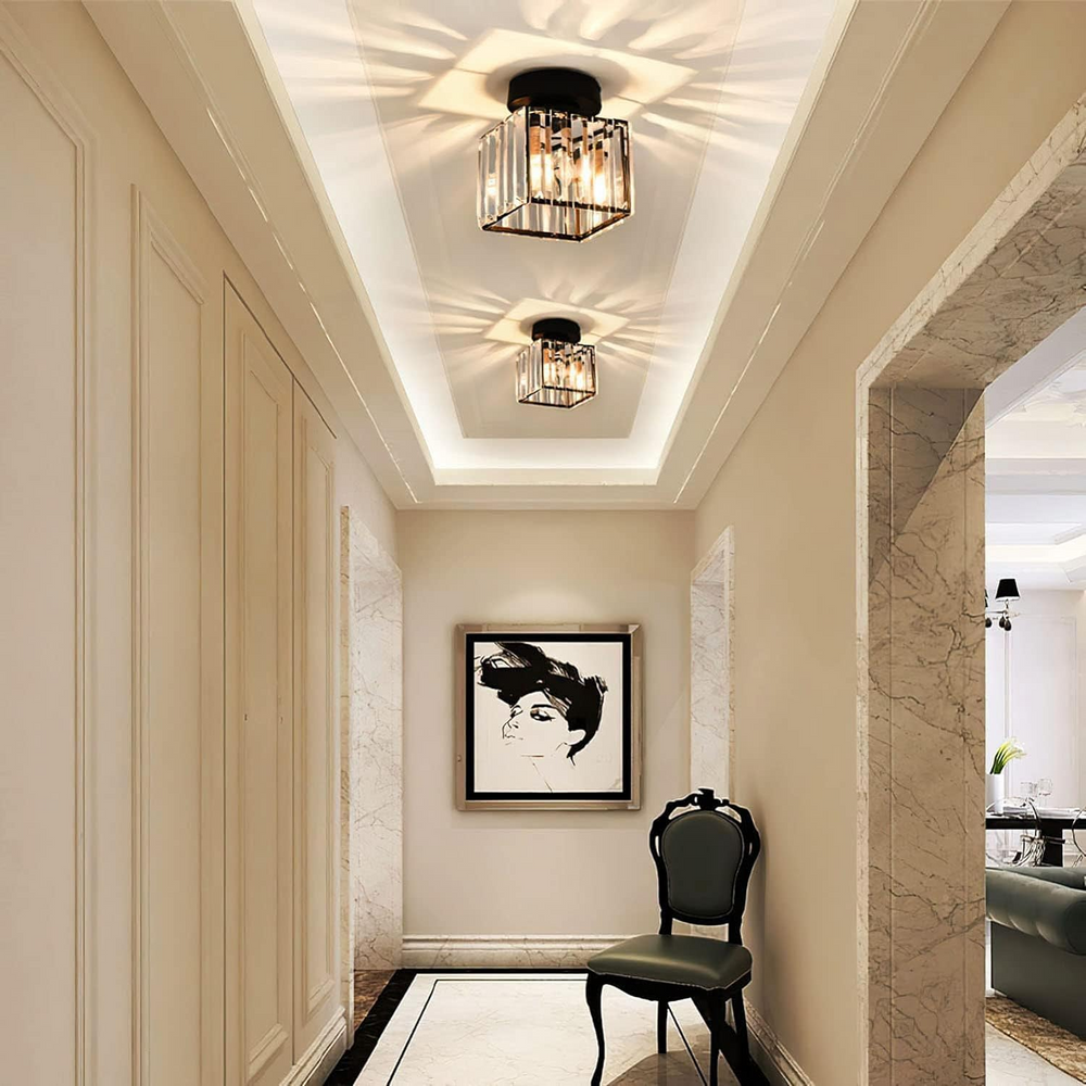 Plafonnier Design en Verre Cristal pour Salon et Chambre – Luminaire Élégant avec Base en Laiton, Installation Facile 1