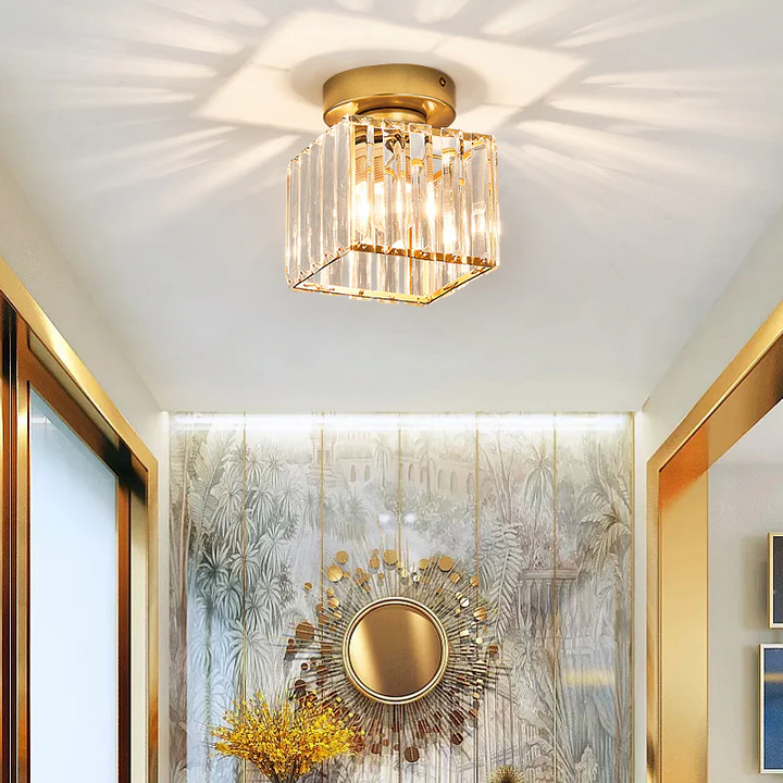 Plafonnier Design en Verre Cristal pour Salon et Chambre – Luminaire Élégant avec Base en Laiton, Installation Facile 13