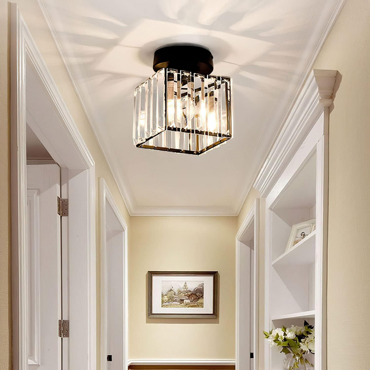 Plafonnier Design en Verre Cristal pour Salon et Chambre – Luminaire Élégant avec Base en Laiton, Installation Facile 2