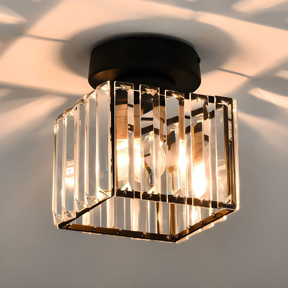 Plafonnier Design en Verre Cristal pour Salon et Chambre – Luminaire Élégant avec Base en Laiton, Installation Facile 3