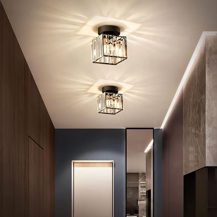 Plafonnier Design en Verre Cristal pour Salon et Chambre – Luminaire Élégant avec Base en Laiton, Installation Facile 5