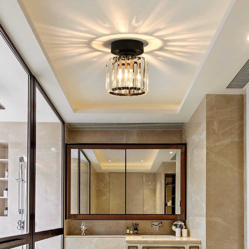 Plafonnier Design en Verre Cristal pour Salon et Chambre – Luminaire Élégant avec Base en Laiton, Installation Facile 7