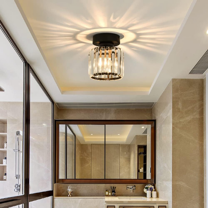 Plafonnier Design en Verre Cristal pour Salon et Chambre – Luminaire Élégant avec Base en Laiton, Installation Facile 7