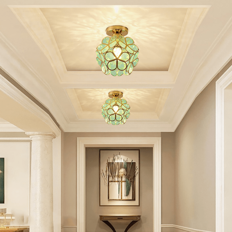 Plafonnier Design en Verre Floral pour Salon et Chambre – Luminaire Élégant avec Ambiance Chaleureuse, 20 cm 2