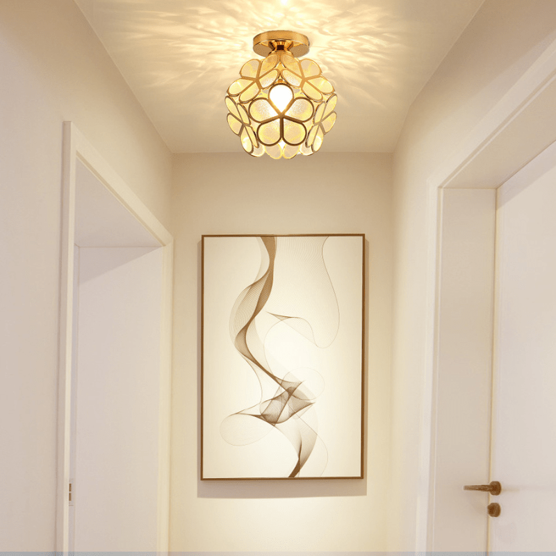 Plafonnier Design en Verre Floral pour Salon et Chambre – Luminaire Élégant avec Ambiance Chaleureuse, 20 cm 3