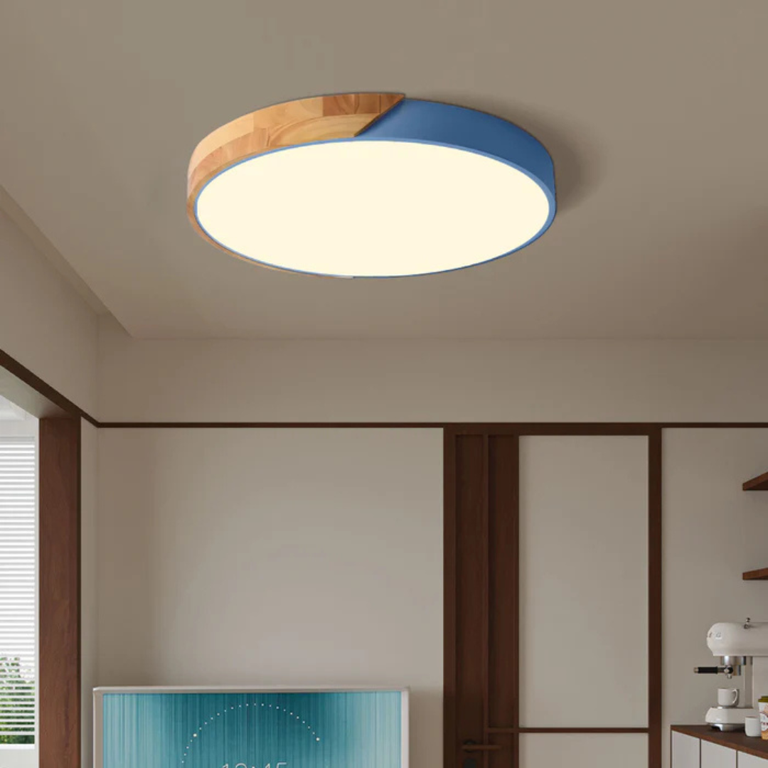 Plafonnier LED Design Scandinave en Bois et Acrylique pour Salon et Intérieurs Modernes – Éclairage LED Plafond Élégant 3