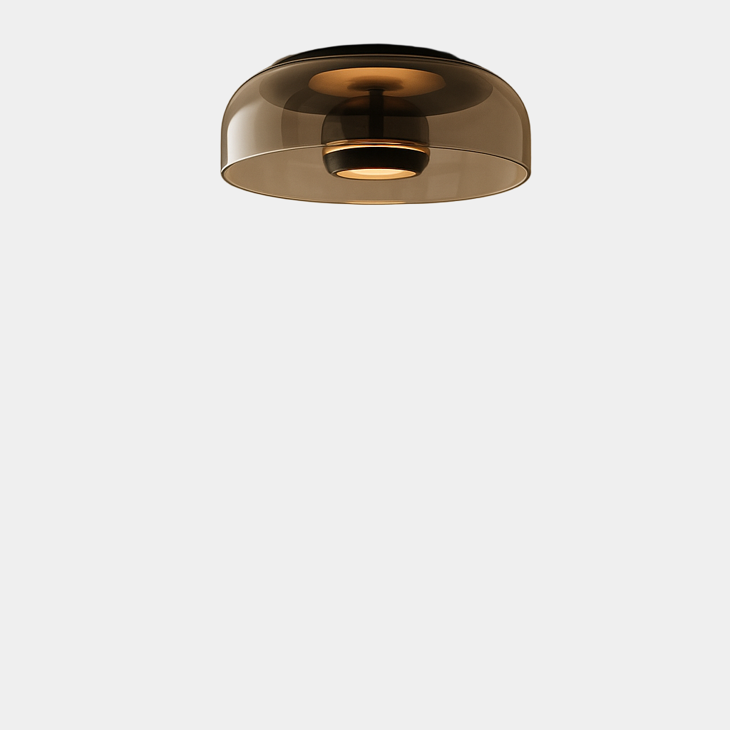Plafonnier LED Design en Verre Fumé ou Ambre – Éclairage Moderne pour Entrées et Couloirs, Lumière Blanche Chaude 0