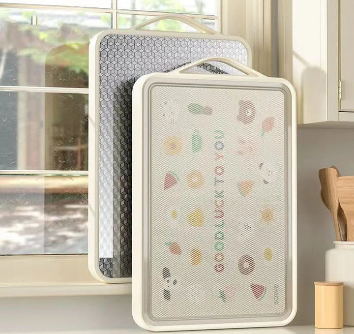 Planche à Découper Réversible en Plastique - Côté Viande et Côté Légumes, 38 cm x 27 cm, Hygiénique et Durable 0