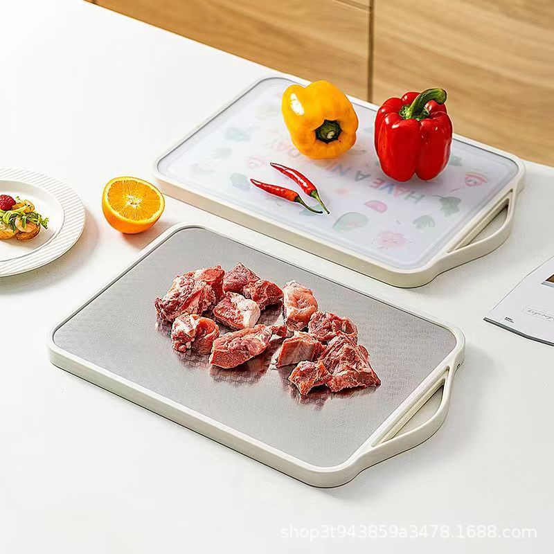 Planche à Découper Réversible en Plastique - Côté Viande et Côté Légumes, 38 cm x 27 cm, Hygiénique et Durable 2