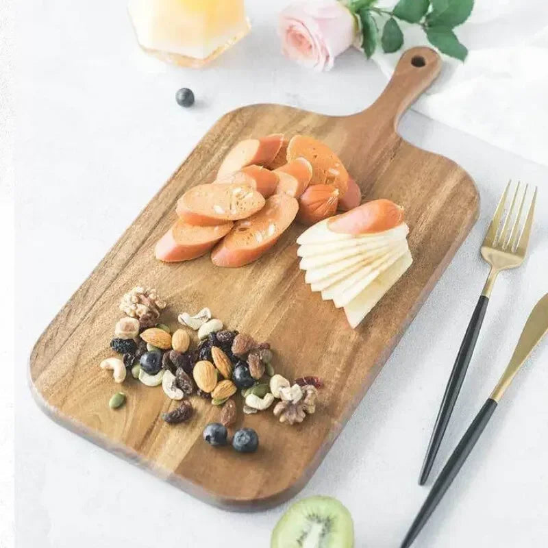 Planche à Découper en Bois Multifonctionnelle avec Poignée – Idéale pour Fromage, Charcuterie et Pain 3
