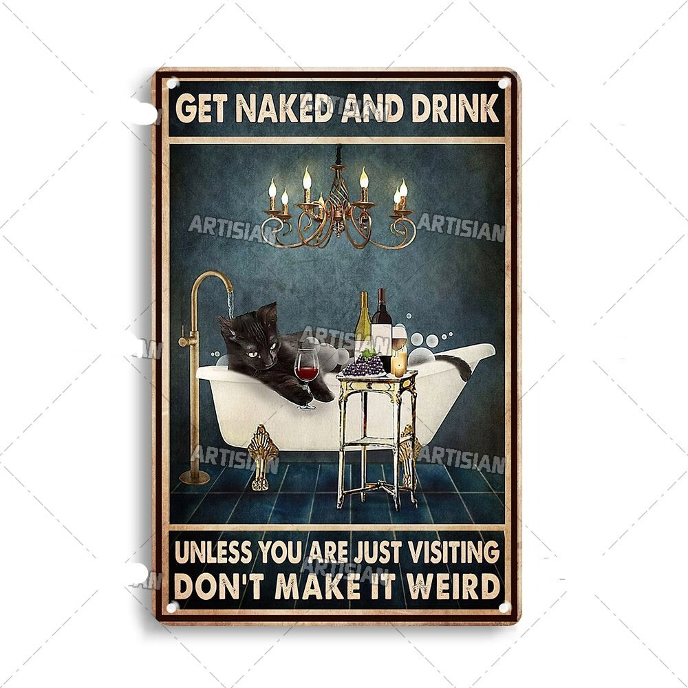 Plaque Métal Décorative Chat Artistique – Plaque Murale Décorative Humoristique en Métal 30 x 20 cm 0