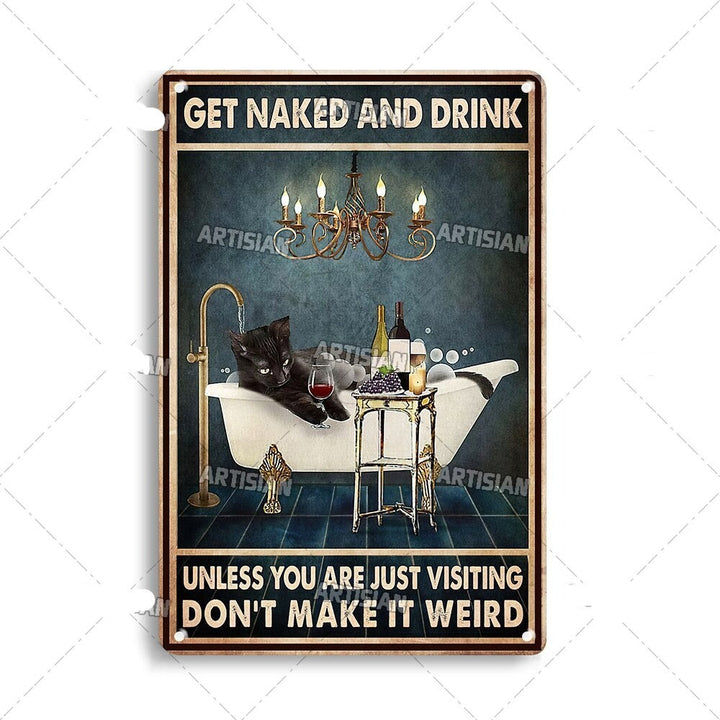 Plaque Métal Décorative Chat Artistique – Plaque Murale Décorative Humoristique en Métal 30 x 20 cm 0