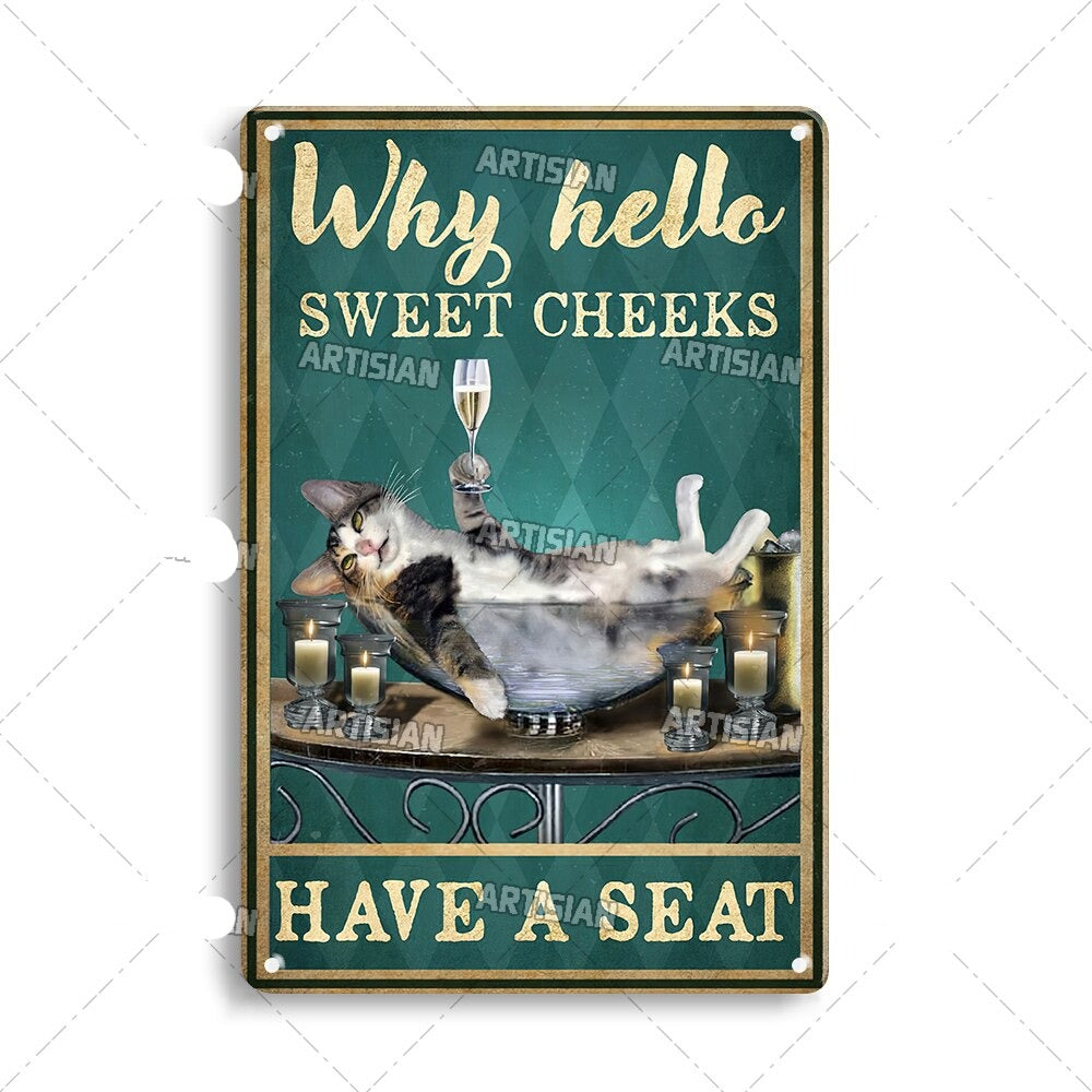 Plaque Métal Décorative Chat Artistique – Plaque Murale Décorative Humoristique en Métal 30 x 20 cm 12