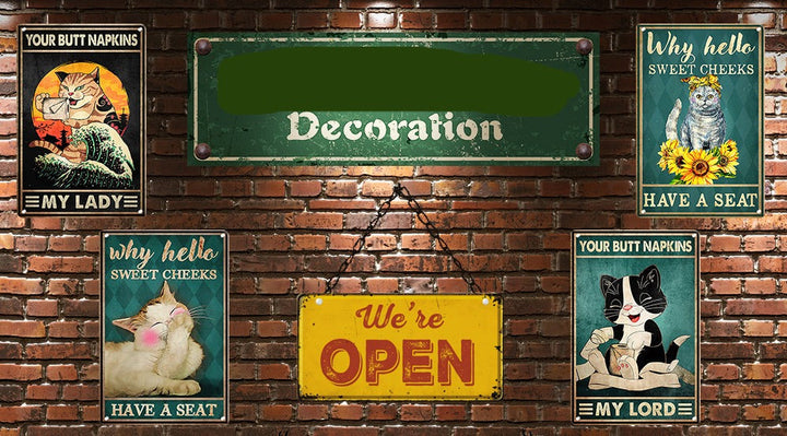 Plaque Métal Décorative Chat Artistique – Plaque Murale Décorative Humoristique en Métal 30 x 20 cm 2