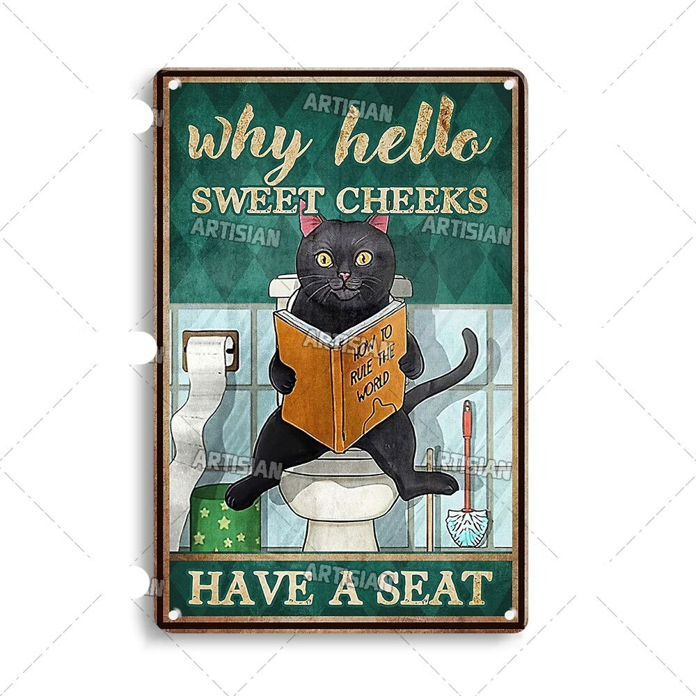 Plaque Métal Décorative Chat Artistique – Plaque Murale Décorative Humoristique en Métal 30 x 20 cm 20