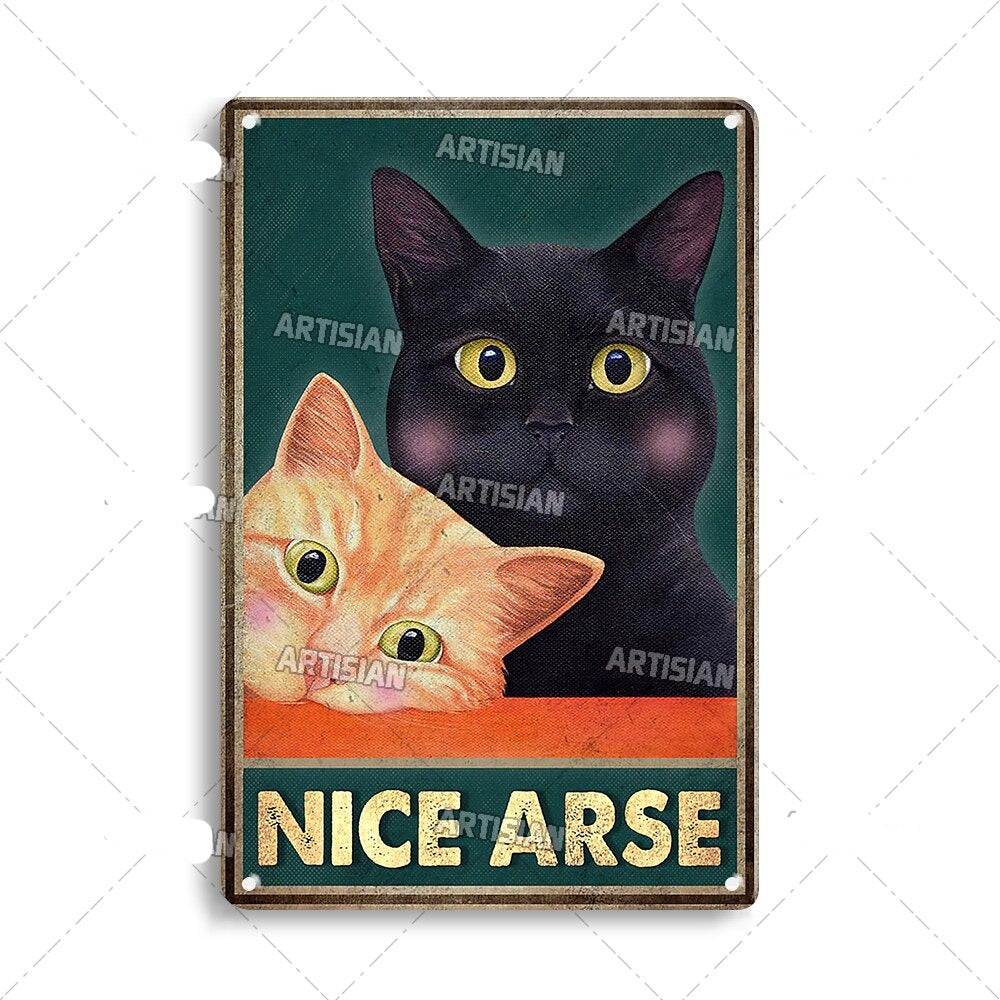 Plaque Métal Décorative Chat Artistique – Plaque Murale Décorative Humoristique en Métal 30 x 20 cm 5