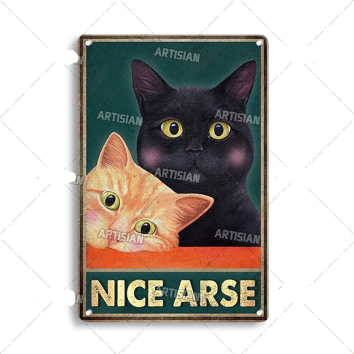 Plaque Métal Décorative Chat Artistique – Plaque Murale Décorative Humoristique en Métal 30 x 20 cm 5