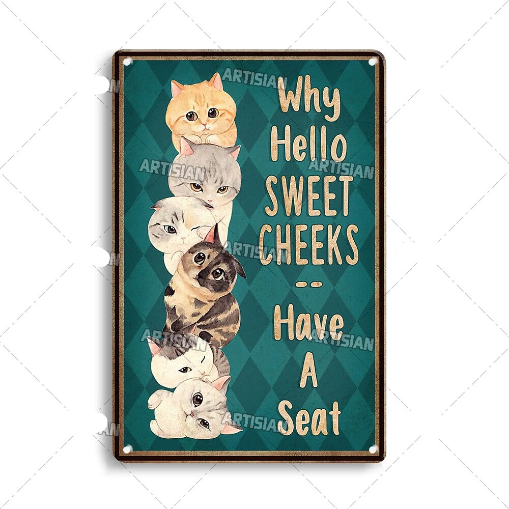 Plaque Métal Décorative Chat Artistique – Plaque Murale Décorative Humoristique en Métal 30 x 20 cm 8