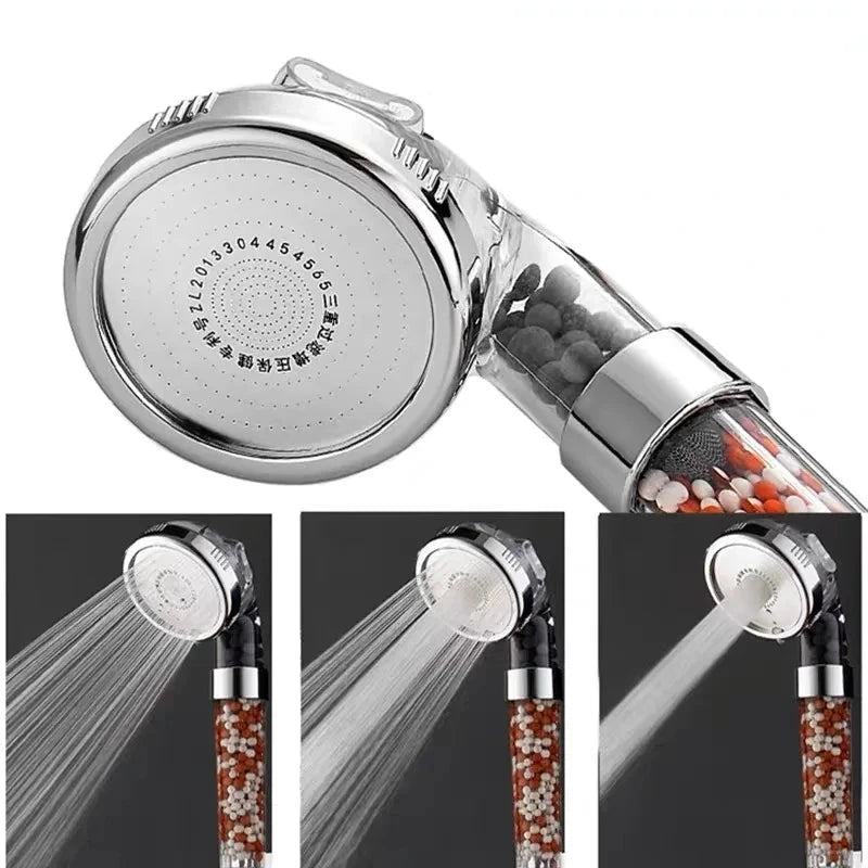 Pommeau de Douche Économique 3-en-1 Haute Pression avec Filtre Anionique - Économiseur d'Eau Douchette 1