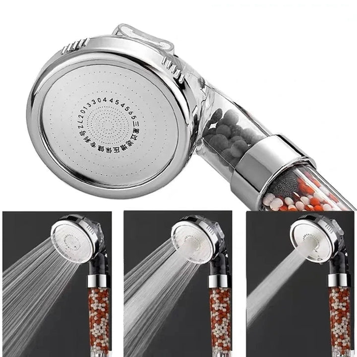 Pommeau de Douche Économique 3-en-1 Haute Pression avec Filtre Anionique - Économiseur d'Eau Douchette 1