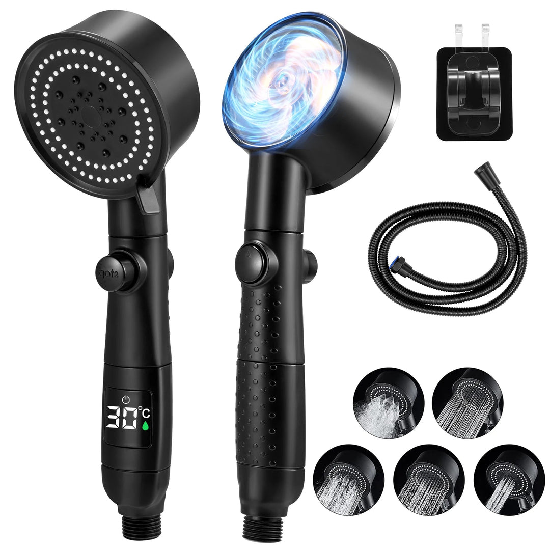 Pommeau de Douche Haute Pression LCD SmartTemp avec Affichage de Température et 5 Modes de Pulvérisation pour Douche Confortable 0